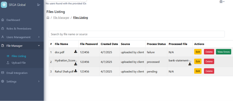 srga Web Platform